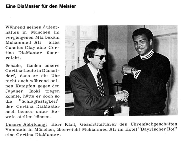 Muhammed Ali with his Certina Diamaster
