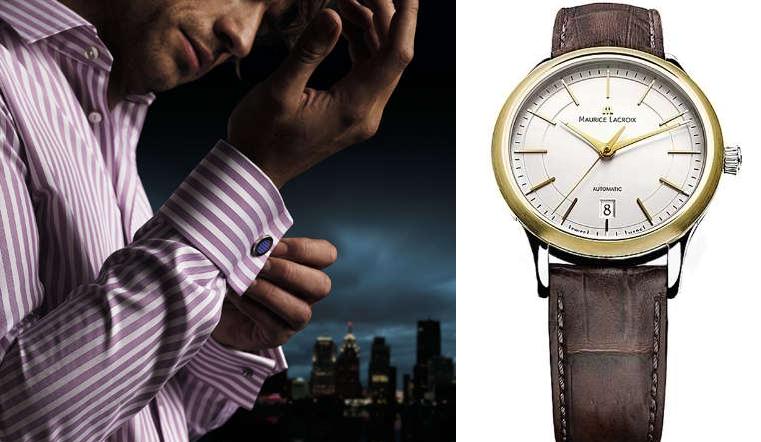 Eton Purple Stripe Shirt and Maurice Lacroix Les Claasiques Two-Tone Watch Eton Purple Stripe Shirt and Maurice Lacroix Les Claasiques Two-Tone Watch