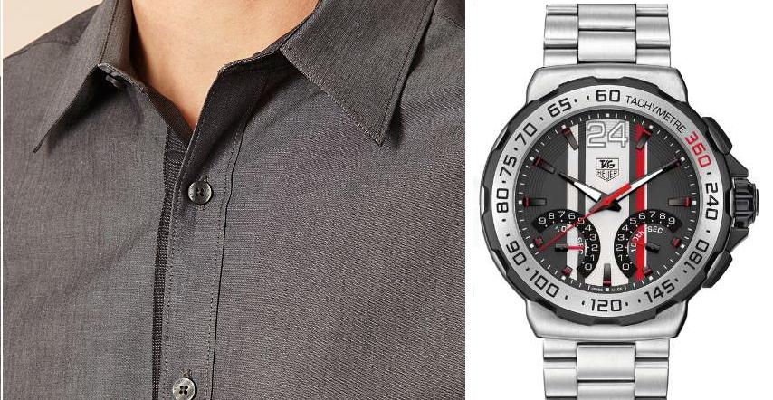 Jeff Banks Designer Grey Shirt with TAG Heuer Formula 1 watch Jeff Banks Designer Grey Shirt with TAG Heuer Formula 1 watch