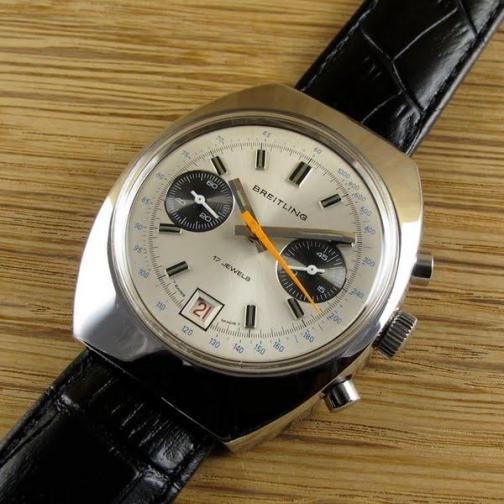 70s Breitling with black leather strap