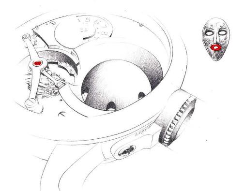 Greubel Forsey diagram of where the artwork is placed