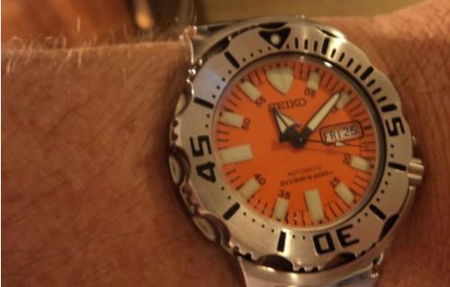 Seiko Orange Monster on wrist