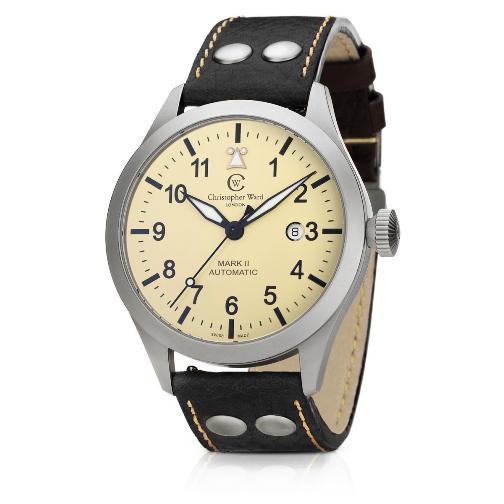 Christopher Ward C8 Pilot Mk II - Black Leather