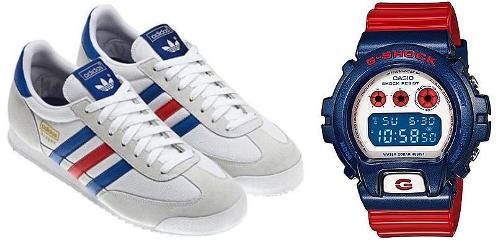 Adidas Originals Dragon Shoes and Red and Blue G-Shock