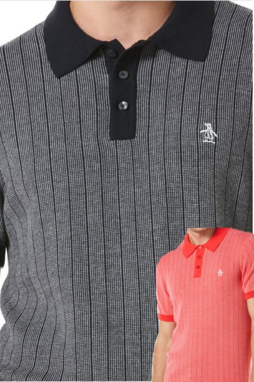 PENGUIN FINGERS VERTICAL STRIPE BIRDSEYE POLO SHIRT 