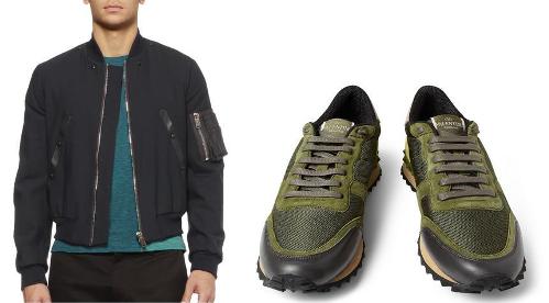 Paul Smith jacket and Valentino suede and mesh sneakers