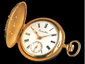 1895 Art Nouveau gold & diamond pocket watch