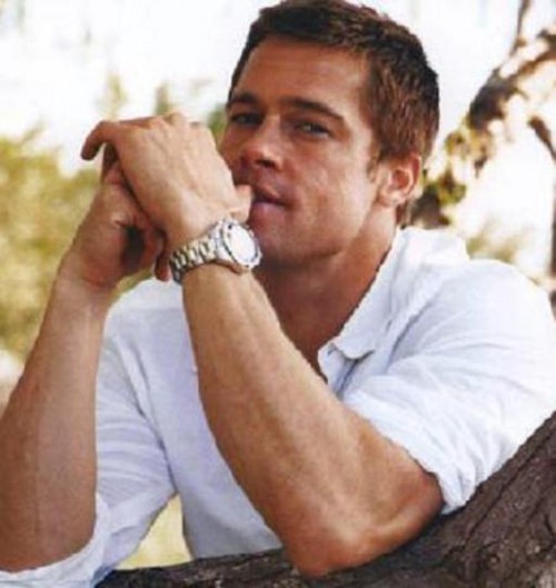 Brad Pitt with Breitling Aerospace