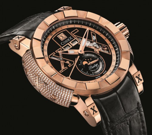 Codex Identity Venus Prestige gold watch with black leather 