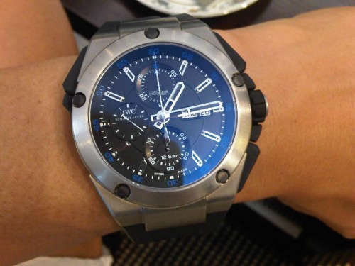 Blue IWC Ingenieur Double Chronograph Titanium
