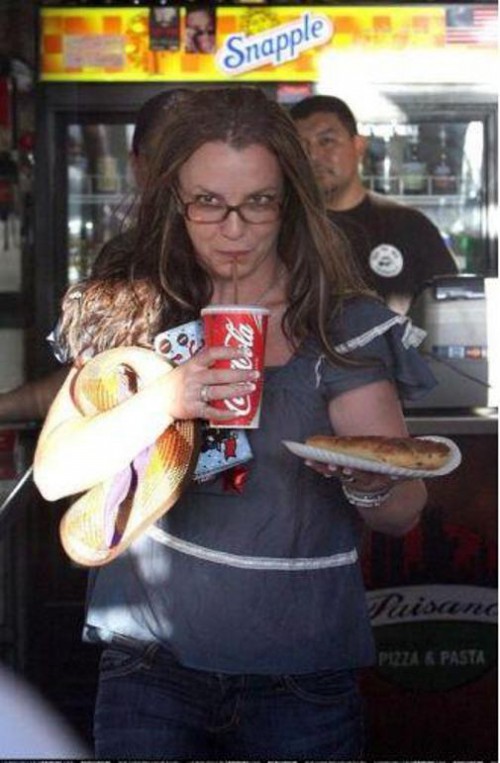 Britney drinking Coke