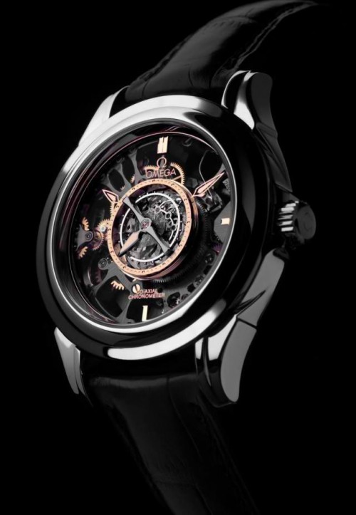 Omega Co-Axial Chronometer with black alligator bracelet