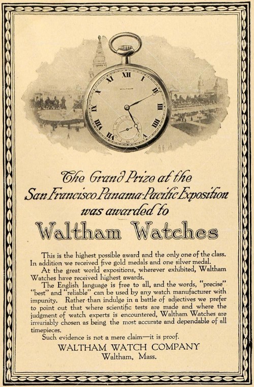 Waltham pocket watch advertisement