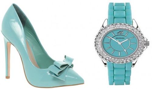 Turquoise shoes with Sekonda watch