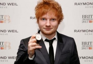 Ed Sheeran with his Raymond Weil watch