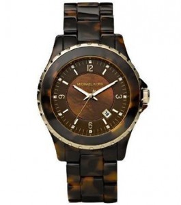 Michael Kors brown tortoiseshell acetate ladies watch