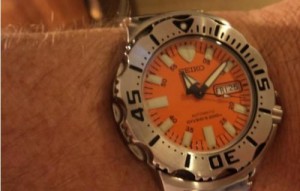 Seiko Orange Monster on wrist