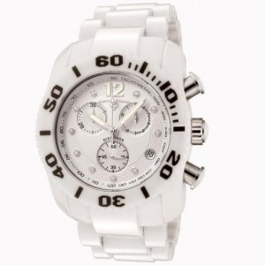 Swiss Legend Men's 10127-WSD Chronograph Diamond White Ceramic Silver Dial Watch