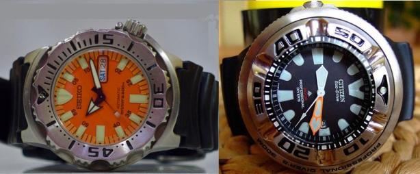 Underwater Wednesday: Seiko Orange Monster vs Citizen Ecozilla